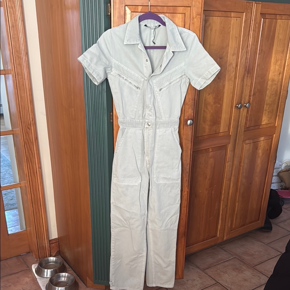 ZARA Chic Light Blue Denim Jumpsuit